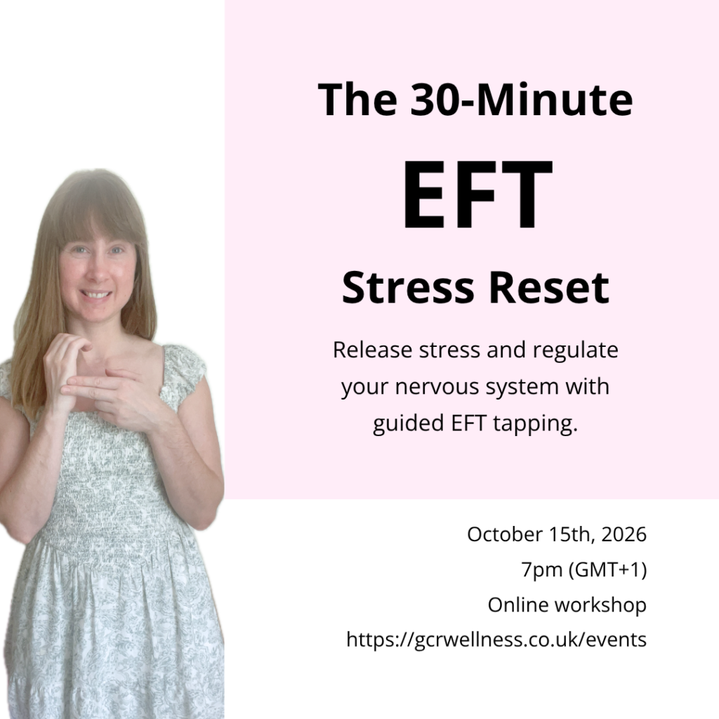 30 Minute EFT Stress Rest October 15th, an image of Gemma tapping on side of hand point.